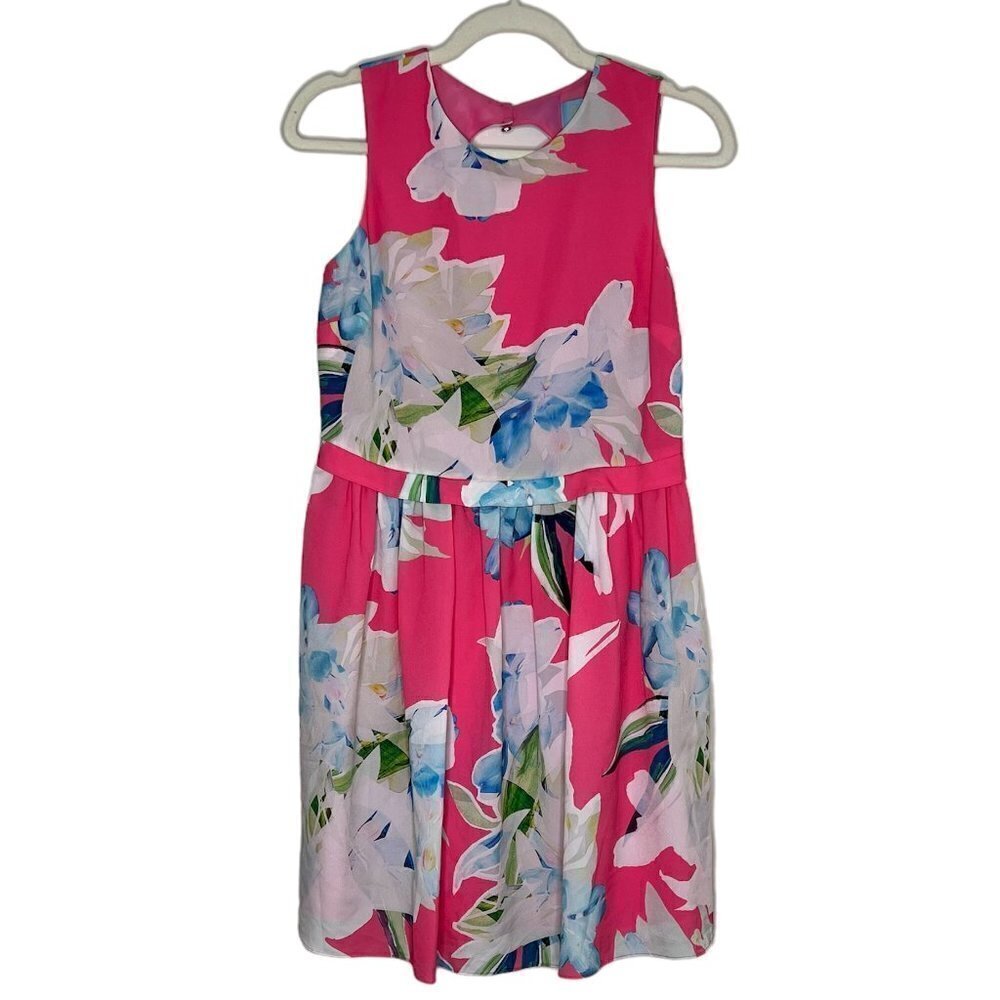 CeCe Pink Floral Tank Dress with Key Hole Back, Sz 0, Wedding Guest Dress